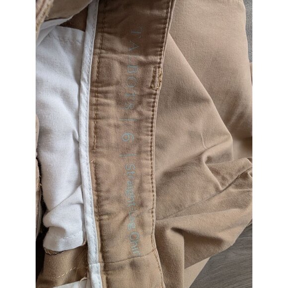 Talbots Womens Straight-Leg Chino Pants Size 6 Beige Cotton Blend - Picture 2 of 4